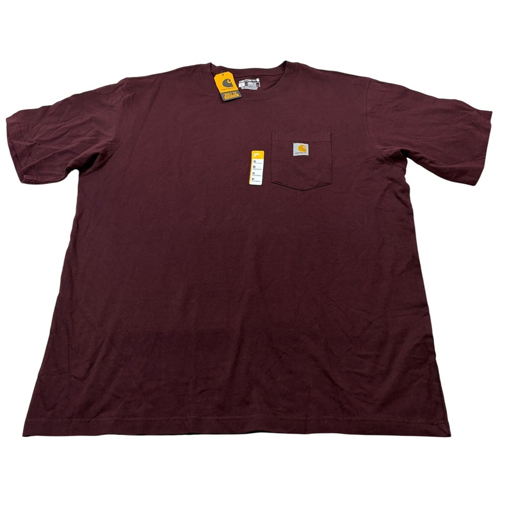 Carhartt K87 Loose Fit Heavyweight Pocket T-Shirt XL Port Burgundy Mens NWT